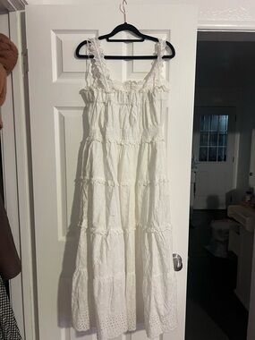 GAP x Doen White Eyelet Sundress with Lace Trim Size Small